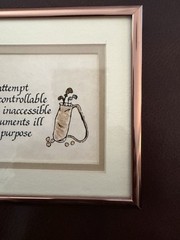 Framed Golf Wall Art Decor 7 x 5.5 In Rose Gold – Clubs Bag Balls Quote Saying