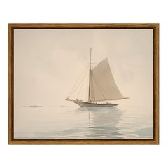 VIYYIEA Framed Wall Art, Canvas White Sailboat Seascape Watercolor Vintage Pa…