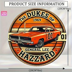 Retro Dukes of Hazzard Round Metal Sign General Lee TV Show Wall Decoration Gift