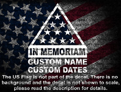 Custom Folded Flag In Memoriam Memorial Decal USA Made US Seller