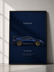 Porsche 911 GT3 RS Wall Art Print | Navy Blue Automotive Poster | Sports Car