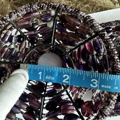 Hand Beaded Plum Brown Tabletop Photo Frame & Matching Beaded Lampshade Boho