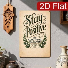 2D Tinplate Sign 20.32×30.48 cm “Stay Positive, Good Things Will Happen”
