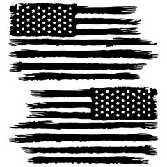 Set of 2 Distressed American Flag Decals Car Window Stickers Veteran USA