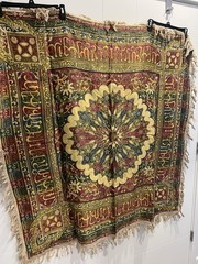 Vintage Moorish Style Tapestry Wall Hanging Fringed Medallion Islamic Moroccan