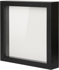 8X8 Shadow Box Picture Frame with Linen Board – Deep Wood & Glass Disp