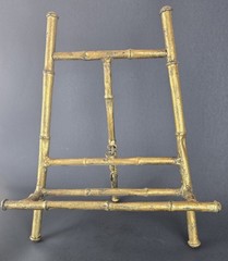 Vtg Florentine Gold Leaf Faux Bamboo Palm Beach Regency Art Display Metal Easel