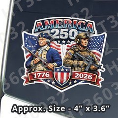 USA 250 George Washington THEN and NOW 1776-2026 America Anniversary Sticker