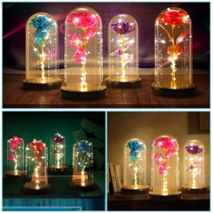 LED Rose In Glass Dome Galaxy Eternal Light Foil Plated Flower Valentine’s Gift