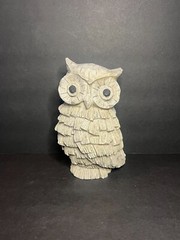 Decorative Grey Resin Rustic Textured Screech Owl Sculpture Statue Figure 6.25″