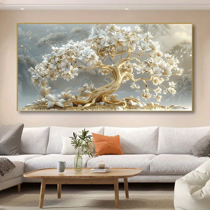 Elegant Golden Tree Landscape Canvas Painting Canvas Mural Wall Poster Wall Art