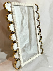 West Elm Peruvian Rectangle Mirror White & Gold | Hand-Carved | Discontinued
