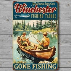 Winchester Fishing Tackle 12 x 18 Vintage Novelty Metal Sign Made In USA New!
