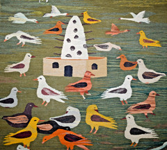 4.5ft Handwoven Bird Tapestry – Colorful Nature Wall Hanging Art – Woven Kilim