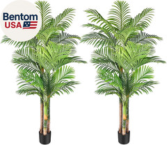 6Ft Tall Triple Golden Cane Palm Artificial Tree Large Tropical Palm Tree UV Res
