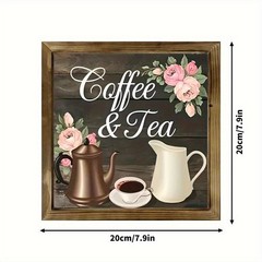 2D Rustic Coffee & Tea Wooden Wall Art Decor Vintage Farmhouse Sign Wall Hanging