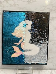 Mermaid Crossing wall hanging with sequin Reversible Little Girls Room 14×12