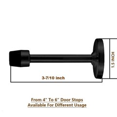 4 inch Black Long Door Stop Wall Mount with Sound Dampening Rubber Tip