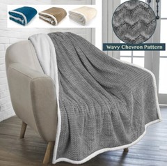 Sherpa Flannel Fleece Reversible Blanket Soft Cozy Warm Throw for Sofa Couch Bed