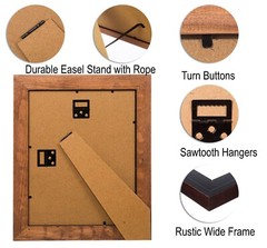 Rustic Solid Wood Picture Frame – Natural Wooden Wall & Tabletop Photo Frames