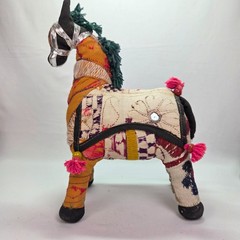 Vintage Rajasthani Embroidered Fabric Horse Made in India Vintage Folk Art BOHO
