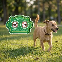 Mr. Pen- No Peeing and No Pooping Dog Sign, 2 Pack with 1 Metal Stake, Double-Si