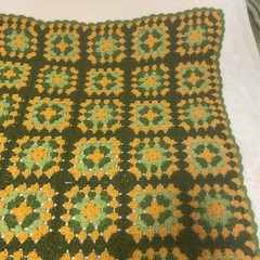 Vintage Handmade CROCHETED Throw BLANKET AFGHAN BOHO GRANNY Squares 44″ X 60″