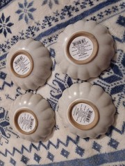 4 – SET LOT OF FOUR HEARTH & HAND FLUTED CERAMIC TRINKET Dish Vintage CREAM NEW