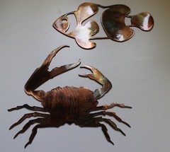 Clawing Crab & Fish Set copper/bronze plated – Size Varies –