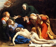 THE DEAD CHRIST MOURNED THREE MARIES BIBLICAL BY ANNIBALE CARRACCI REPRO