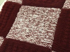 AFGHAN – LARGE -Hand Knit- 56″ X 45″ – Wine & Pink/White Mix- Machine Wash &Dry