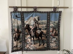 Indian Chief Tapestry Wall Hanging Art Fabric Horse Buffalo Wolf Eagle