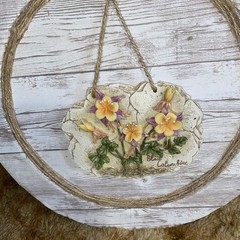 Hanging Plaque With 3D Clay Images Of Colorado’s State Flower “Blue Columbine”