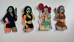Horror Cosplay Girls 3inch Waterproof Holographic Vinyl Sticker Pack (all 4)