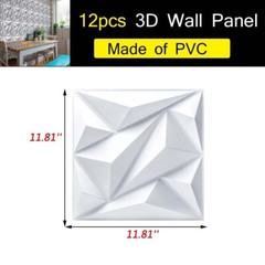 12PCS PVC 3D Wall Panels Decorative White Textured Diamond Design Ceiling 11.8″