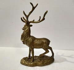 Metal Deer Elk Statue Reindeer Stag Decorative Figurine Bronze Finish 13 in
