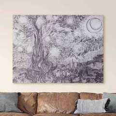 Starry Night Sketch by Van Gogh Impressionist Canvas Wall Art Print