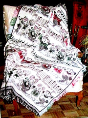 NEW 46″ x 60″ Easy Care “CHRISTMAS MICE” Sears Natural Cotton AFGHAN COLLECTION