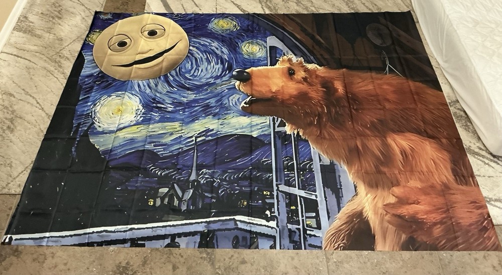 90.5”x70” Bear in the big blue house starry night tapestry wall hanging Disney