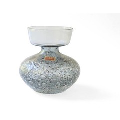 Vintage 1970s Friedrich Art Glass Vase Gray Hand Blown Bubbles Germany