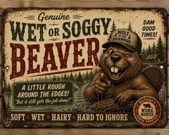 Funny Rustic Look Wet Beaver Metal Sign Rustic Man Cave Garage Wall Decor 8×12