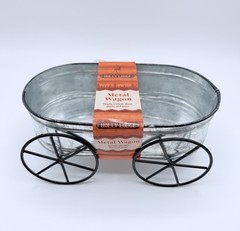Holly Lodge Metal Wagon Tin Rustic Farmhouse Holds Plants Trinkets Decor