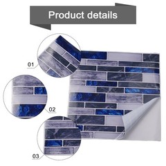 Easy Installation 3D Tile Stickers Waterproof Kitchen Bathroom Decor (10Pcs)
