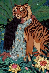 Tiger Animal Dangerous Girl Hugging Print Wall Art Home Decor – POSTER 20×30