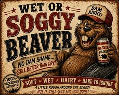 Funny Rustic Look Wet Beaver Metal Sign Rustic Man Cave Garage Wall Decor 8×12