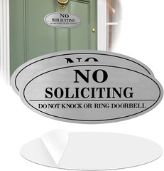 2 Pack No Soliciting Sign for House, Self-Adhesive Metal No Soliciting Signs for