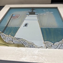 Nautical Lighthouse Reverse Painting On Glass Home Decor Lot 4 Pc Accent Wall