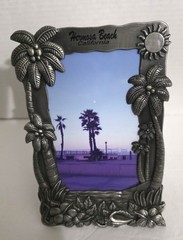 Hermosa Beach California Palm Tree Silver Picture Frame Very Pretty New