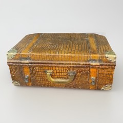 Vintage JE Fournier Montreal Faux Alligator Crocodile Suitcase Luggage 1920s