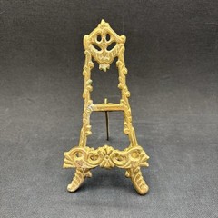 Ornate Antique Style Gold Metal Display Easel, Brushed Brass, Small 6”